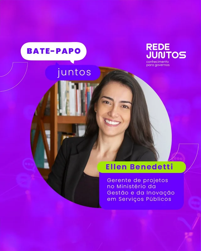 Hoje, lançamos um quadro chamado Bate-papo Juntos! Um momento para compartilhar mais sobre a Nossa Rede, aproximar trajetórias e inspirar conexões entre quem está transformando a gestão pública no Brasil!💜

E para começar, vamos conhecer mais sobre a Ellen Benedetti?

Ela é Gerente de Projetos no Ministério da Gestão e da Inovação em Serviços Públicos e, no ano passado, foi Bolsista Comunitas no programa Senior Executives in State and Local Government, em Harvard, uma jornada que impulsionou seu desenvolvimento em liderança e trouxe novos olhares para enfrentar os desafios da gestão pública com criatividade e propósito.

Quer saber mais sobre a trajetória da Ellen? Arrasta pro lado e confira!

#BatePapoJuntos #NossaRedeJuntos #GestãoComPropósito #InovaçãoGovernamental #LiderançaPública