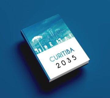 capa de livro azul e branca escrito curitiba 2035